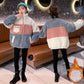 Girls' Warm Autumn and Winter Jacket Colorblock Plus Cotton Padded Top