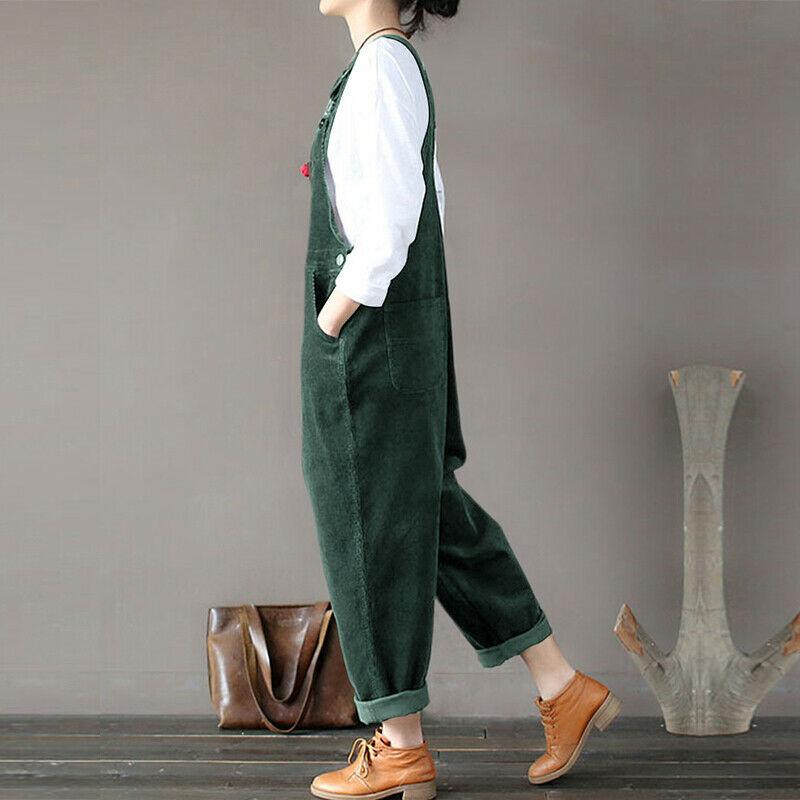 Women’s Corduroy Overalls, Plus Size Overalls, Loose Fit Corduroy Jumpsuit, Casual Corduroy Jumpsuit, Classic Overalls