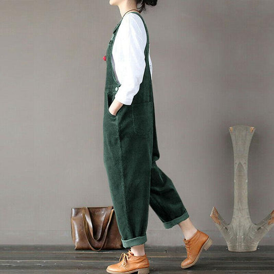 Women’s Corduroy Overalls, Plus Size Overalls, Loose Fit Corduroy Jumpsuit, Casual Corduroy Jumpsuit, Classic Overalls