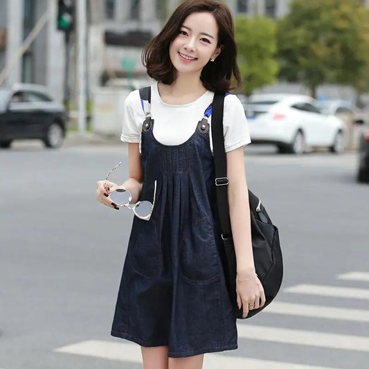 WTEMPO 1pcs Adjusted Overalls Jeans Trousers Summer Denim Jumpsuit Woman Jeans Long Romper Pants Zipper Pockets Sleeveless