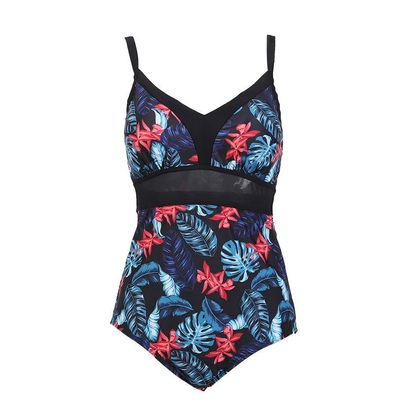 Women's One-piece Swimsuit Small Chest Gathered Sexy Mesh Bikini Cover Belly Slim Plus Size Beachwear Swimming Suit