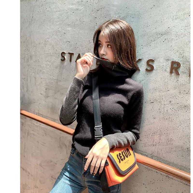Color Matching Turtleneck Bottoming Sweater Women's Long-sleeved Sweater Autumn and Winter