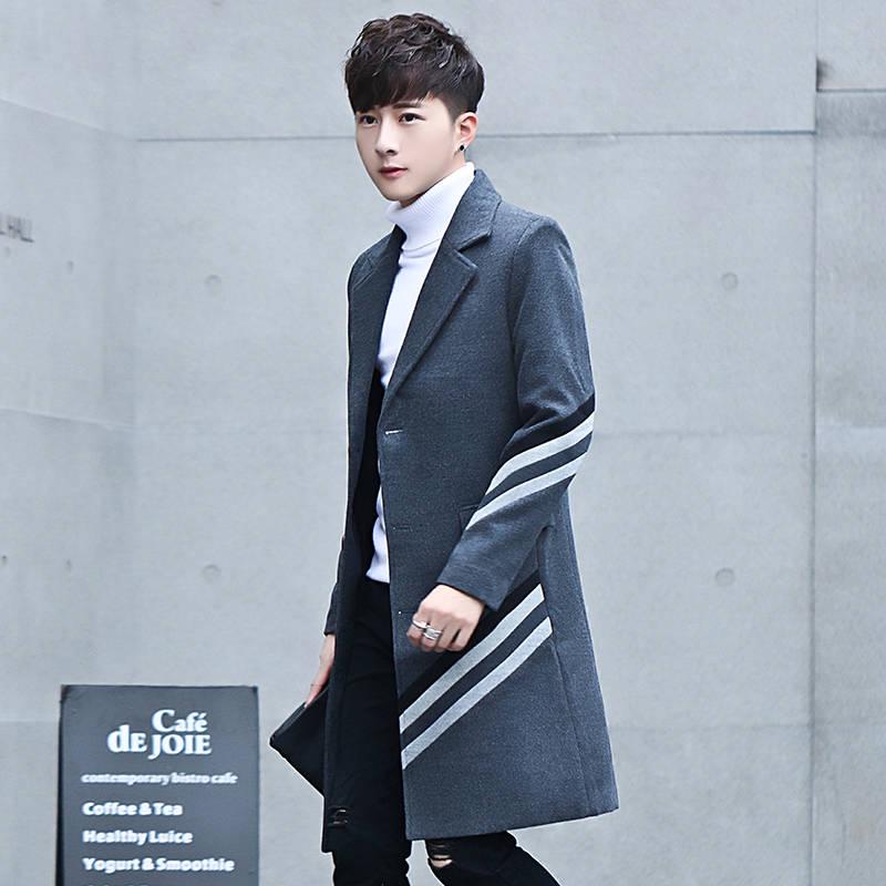 Winter Woolen Coat Men Leisure Long Woolen Coats Mens Casual Fashion Jackets Casual Men Overcoat