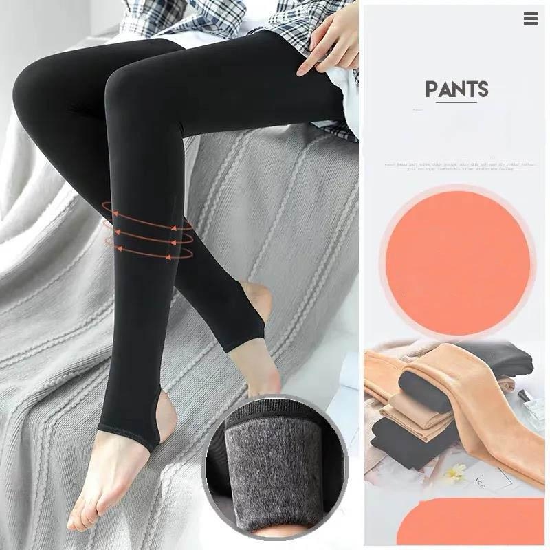 Autumn and Winter Thickened Leggings Women's High-waisted Thin Pantyhose Meat Black Plus Velvet All-in-one Pants To Wear Thermal Pants