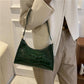 Exquisite Shopping Bag Niche Underarm Bag Women Retro Casual Women's Shoulder Bag Crocodile Grain Leather Solid Color Women's Chain Handbag