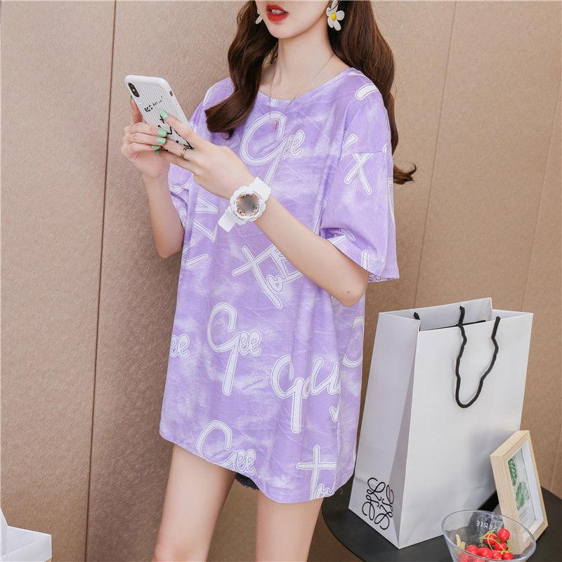 Mid-length T-shirt Loose Lazy Style T-shirt Women's Short-sleeved Plus Size Blouse Women's Loose Casual Plus Size Women's Mid-length T-shirt