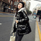 Winter Down Jacket Shiny Korean Version of White Duck Down Thick Loose Short Waist Slimming Hooded Fashion Jacket
