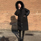 Women's Mid-length Cotton-padded Jacket Winter Fluffy Fur Collar Hooded Loose Down Cotton-padded Jacket Over-the-knee Padded Warm Jacket