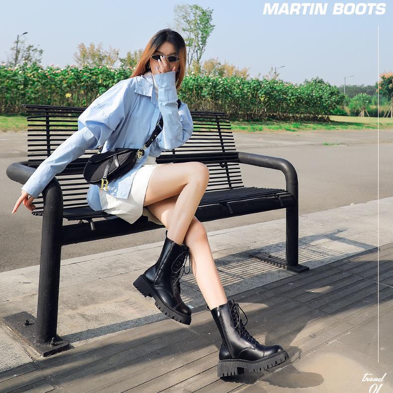 Winter Boots Women Shoes Black Ankle Boots Platform Gothic Booties Leather Fur Boots Plush Warm Botas Fashion Designer