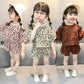 Girls' New Leopard Print Baby Summer Indoor Air-conditioning Suit Short-sleeved Shorts 2-piece Set