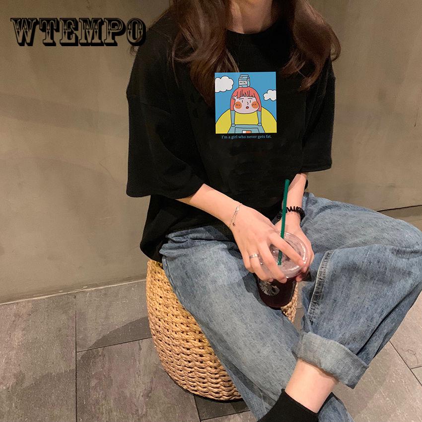 WTEMPO Harajuku  Tshirt Sexy  Print Short Sleeve Tops Tees Summer Fashion Casual  Lady T-Shirt