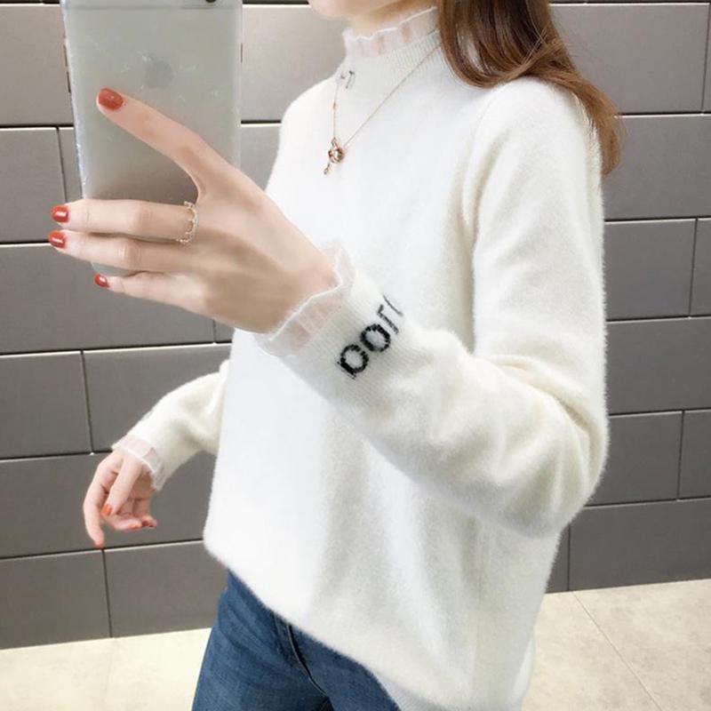 Western Style Mink Velvet Loose Knit Bottoming Shirt Ladies Sweater Lace Ladies Fashion