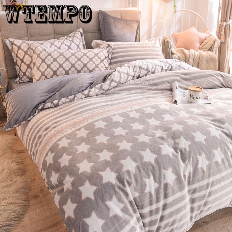 Cashmere Princess Style Orange Color Bed Sheet Fleece Winter Bedding Set 4pcs Double-sided  Thickened Warmth Quilt Cover
