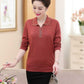Autumn and Winter Women's Loose and Casual Plus Size Sweater Fashion Solid Color Lapel Long Sleeve Mother Clothes