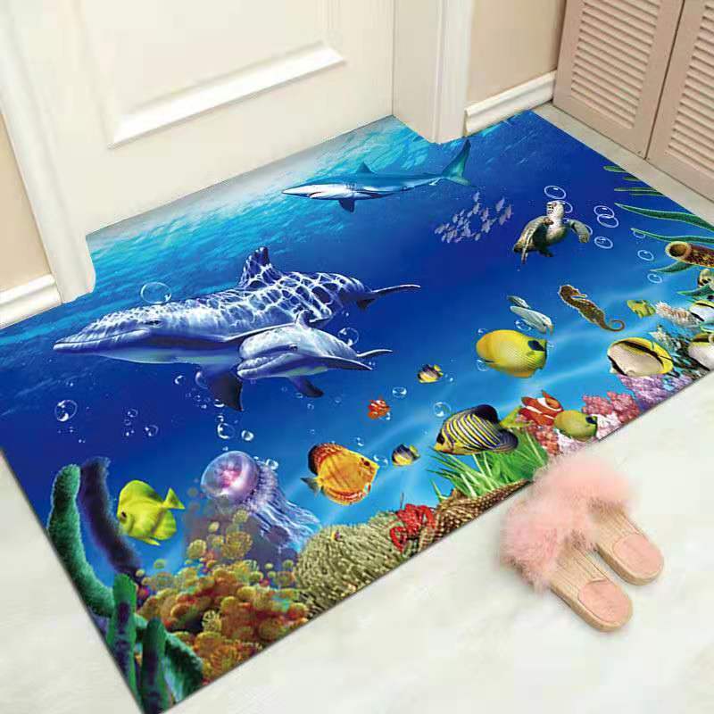 3D Door-to-door Floor Mat Door Mat Home Bedroom Living Room Bathroom Non-slip Absorbent Machine Washable Carpet