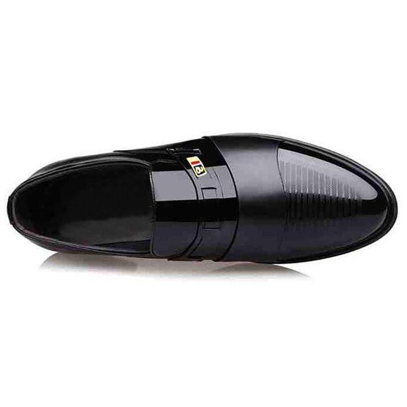 Men's Leather Shoes Business Dress Shoes British and Korean Style Set Feet Black Casual Leather Shoes Youth Work Shoes