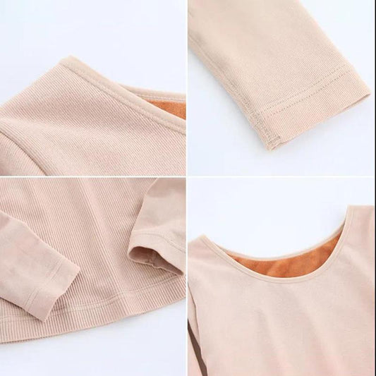 Women Winter Thermal Underwear Plus Velvet O-neck U-neck Tops Female Thicken Windproof  Comfortable Soft Lining Long Sleeve High Elasticity Slim
