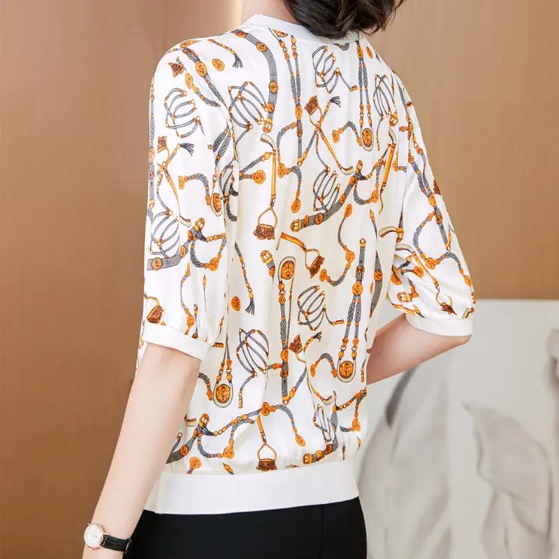 Women's Pullover Print Round Neck Half Sleeve T-Shirt Summer Top