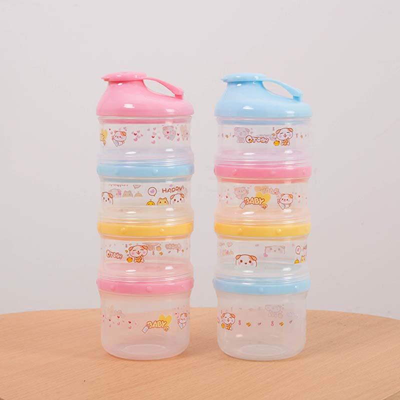 4 Layers Cartoon Portable Baby Milk Powder Food Storage Box Container For Newborn Baby Kids A
