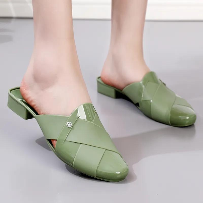 Slippers Women's Summer Fashion Korean Version Casual All-match Comfortable Low-heeled Baotou Slippers Non-slip Soft Bottom Jelly Slippers