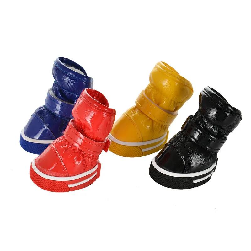 Pet Shoes 4 Pieces Outdoor Indoor Dog Shoes Teddy Winter Shoes Bichon Pet Dog Walking Shoes Snow Boots Keep Warm Cotton Boots Wear-resistant Boots