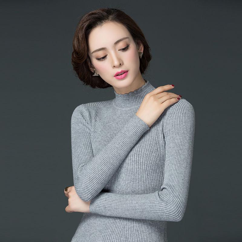 Warm Sweater Cashmere Thick High Collar Sweater Female Autumn and Winter Long Sleeve Large Size