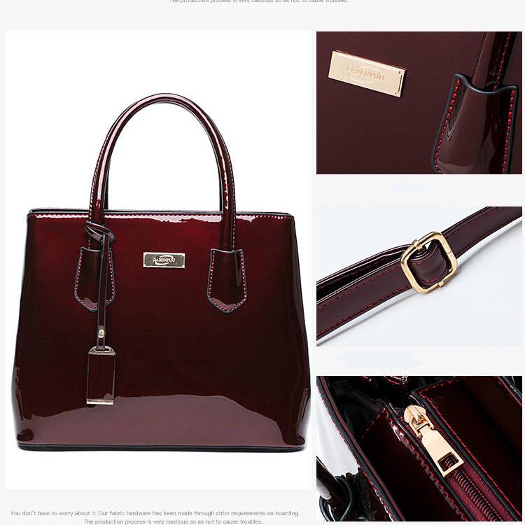 Scratch Proof Lacquered Glossy Tote Bag Female Bag Shoulder Bag Messenger Bag Wild Fashion Bag