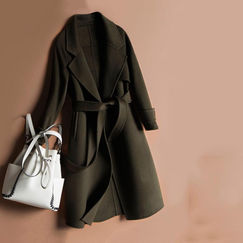 Cashmere Coats Women Woolen Coats Women Winter Coat with Belt Overcoat 2019 Wool Jackets Trench Coat