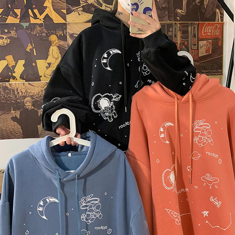 Ladies Graffiti Hooded  Sweatshirt Wool 100% Pure Cotton Sportswear Sports Sweater Casual Loose Pullover