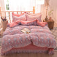 5D Carved Velvet Four-piece Crystal Velvet Warm Quilt Cover Sheets Thick Warm Velvet 4Pcs Set