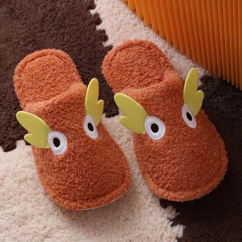 Cotton Slippers Men and Women Winter Cute Warm Couple Plush Non-slip Waterproof Slippers