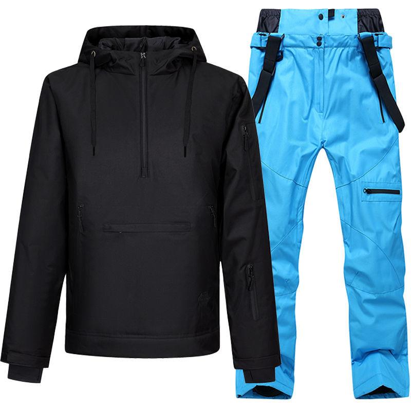 Winter Windproof and Waterproof Ski Suit Suit Unisex Veneer Waterproof and Cotton Wear-resistant Couple Ski Hoodie Suit