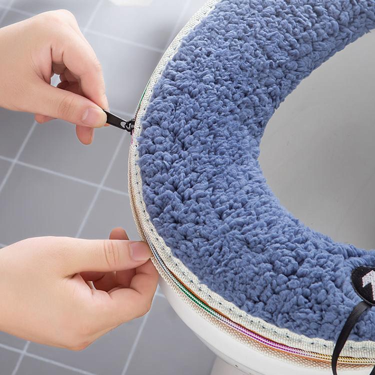 Lambswool Toilet Seat Covers Winter Warm Thick Toilet Seat Mat with Handle Sunshine Pattern Cartoon Cute Toilet Seat Cushion Bathroom Lavatory Pad