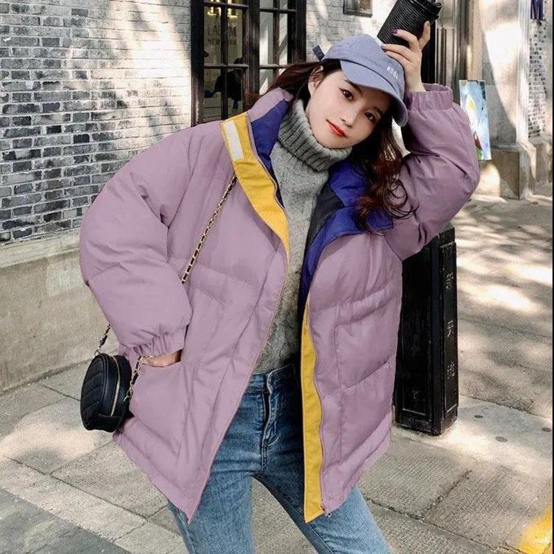 Winter Women's Down Jacket Korean Fashion Loose Cotton-padded Jacket Thick Warmth Short Stand-up Collar Cotton Jacket