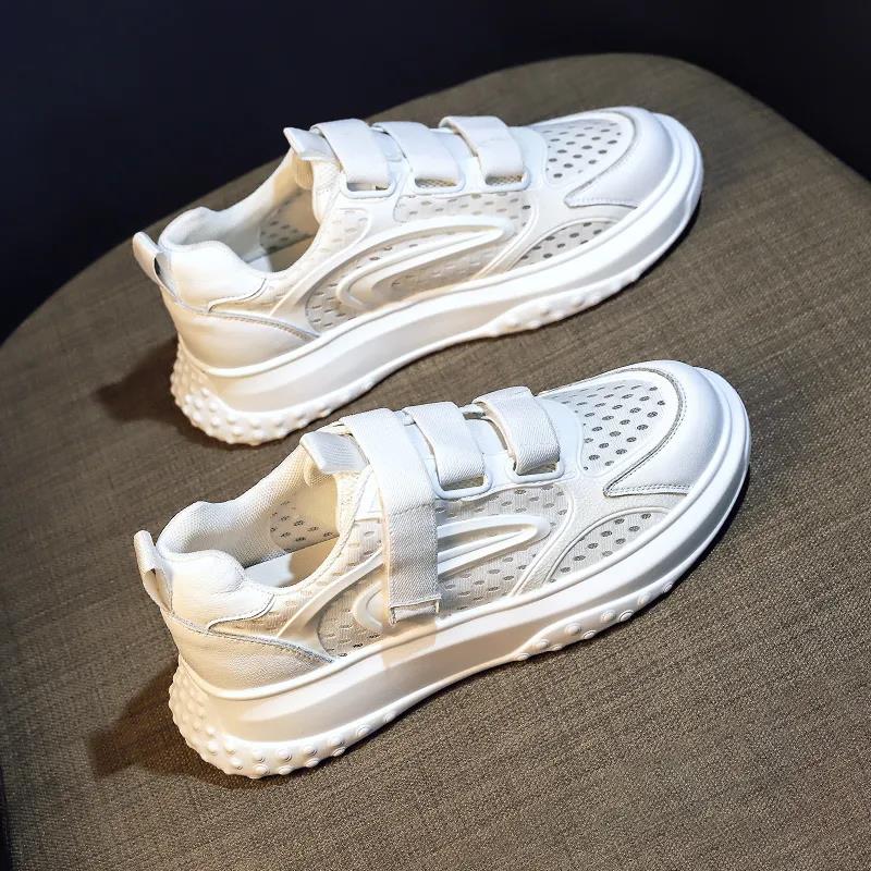 Velcro White Shoes Thin Sports Casual Shoes Mesh Breathable Women's Shoes Ins Tide Wild