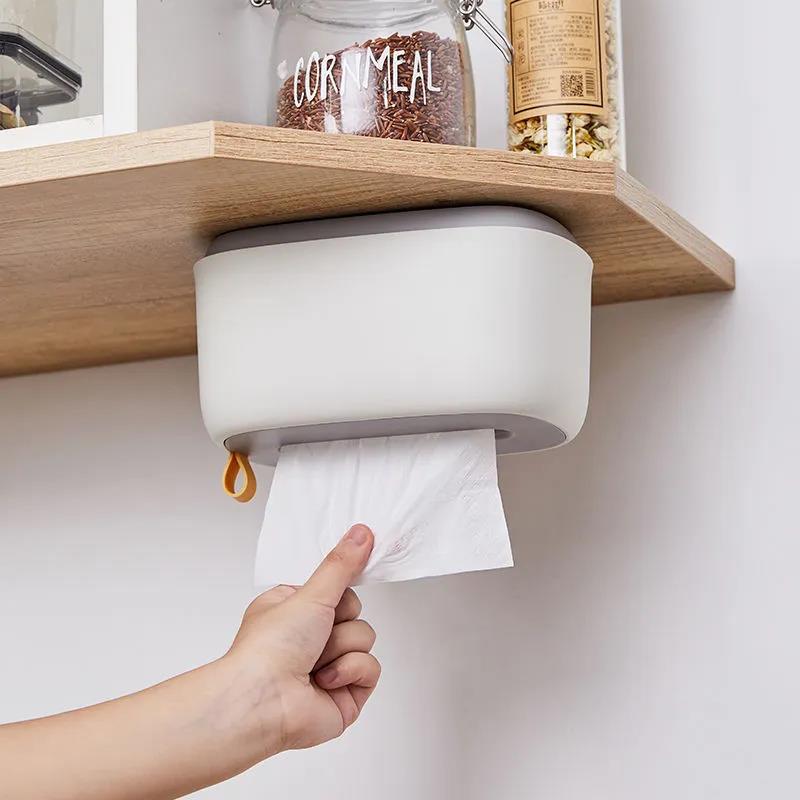 Tissue Box Multipurpose Tissue Box Cover Napkin Holder Home Office Remote Control Storage Wipes Box Desk Organizer Built-in Spring for Convenience