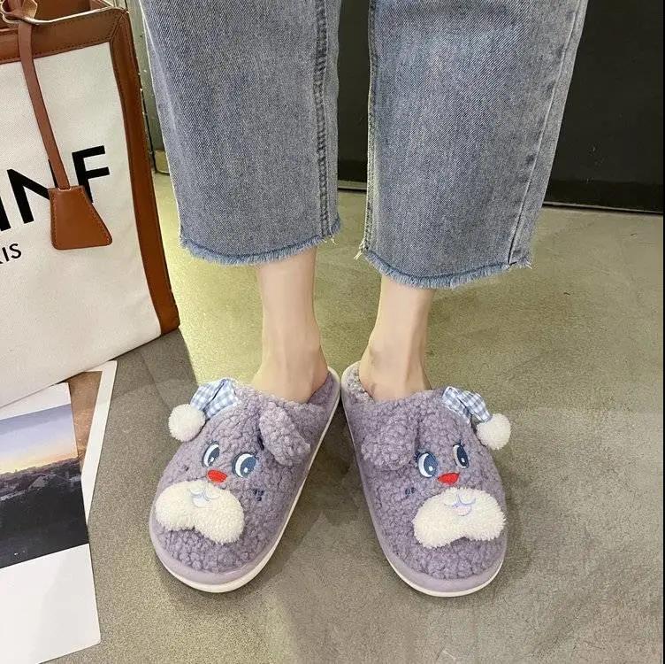 Designed Autumn and Winter Warm Cotton Slippers Flat Shoes Indoor and Outdoor Non-slip Casual Slippers Light Soft Shoes