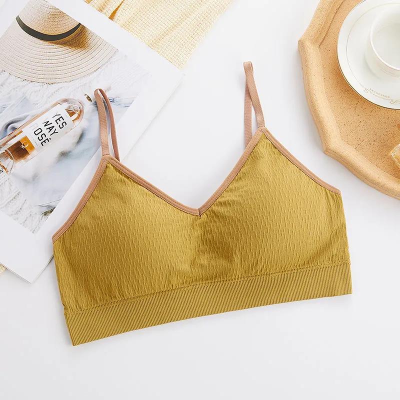 Korean Version Simple Solid Color Breathable Girl Short Beautiful Back Backing Suspender Wrap Bra Vest Bra