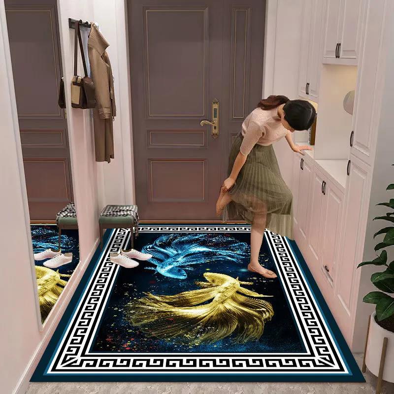 Entering Pad Easily Cleaning Entry Mat Geometric Pattern Pedal Door Hall Carpet Kitchen Floor Mats Pad 100 * 120/80 * 150cm Light Luxury