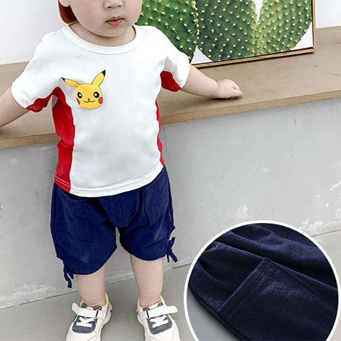 Cartoon Children's Summer Cute Set Pullover Top Short Sleeve T-shirt Shorts Boys Girls Two Piece Suit