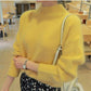 Pofulove ladies hooded thick mink velvet knitted bottoms non-shedding half turtleneck sweater
