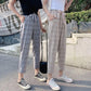 Spring and Summer Korean Version of Casual Harem Pants Girls Loose Nine-point Pants Slim Straight Plaid Pants