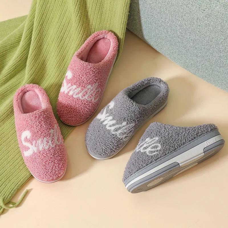 Autumn and Winter Pure Cotton Slippers Indoor Non-slip Soft-soled Shoes Warm Simple Plush Cotton Shoes