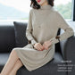 Autumn and Winter Long Thick A-line Knitted Dress Women Loose Pullover Sweater Dress Bottoming Wool Sweater
