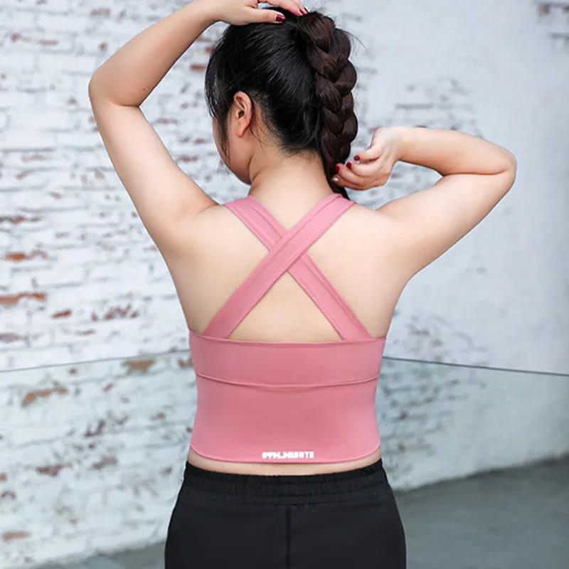 Women's Sports Bra Front Zipper Shockproof Fitness Sports Underwear Solid Color Yoga Vest