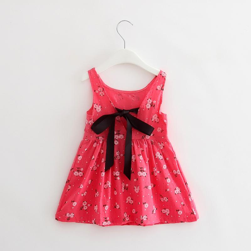 1-7 Years Baby Girls Sleeveless Flower Print Dresses Clothes Kids Summer Princess Dress Children Party Ball Pageant Dress Outfit