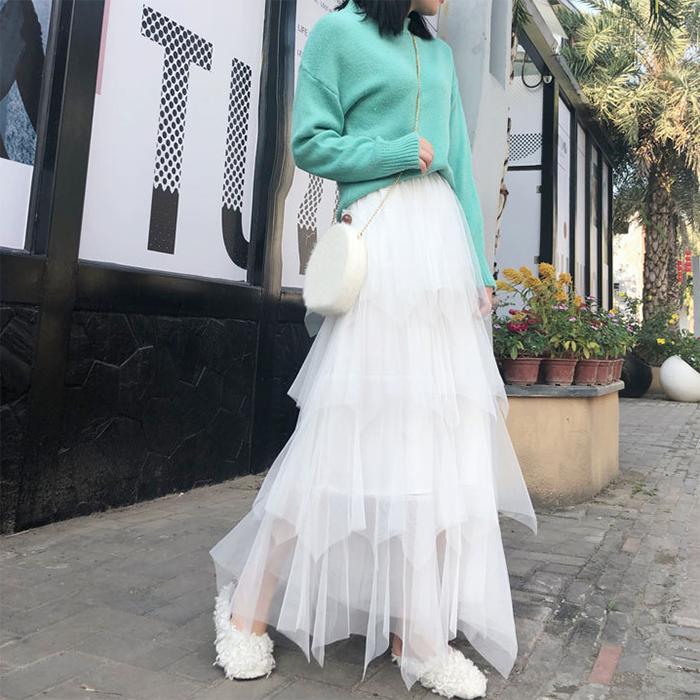 Veil Skirt Women Plus Size Elastic Waist  Fairy Skirt Summer Ruffled Sandy Beach Vacation Daily