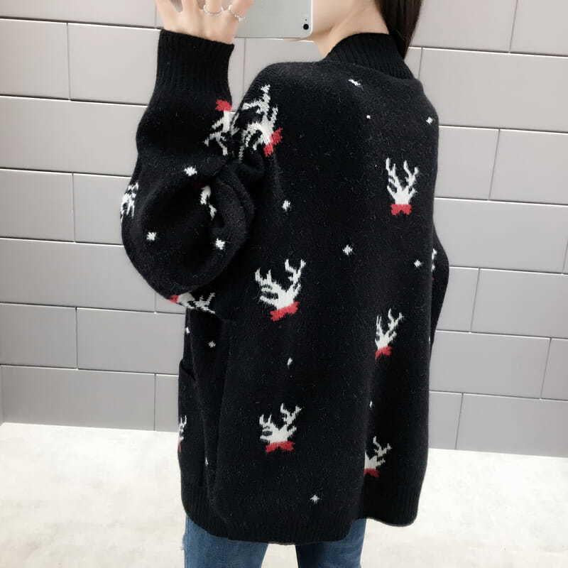 Autumn and Winter Casual Sweater Mid-length Knitted Top Loose Large Size Women's Jacket