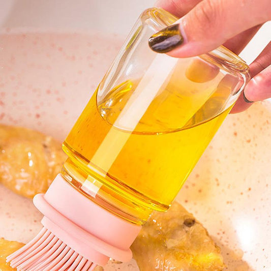 Barbecue Brush Oil Brush Kitchen Pancake Household Baking Silicone Oil Brush with Bottle High Temperature Silicone Brush Small Oil Bottle
