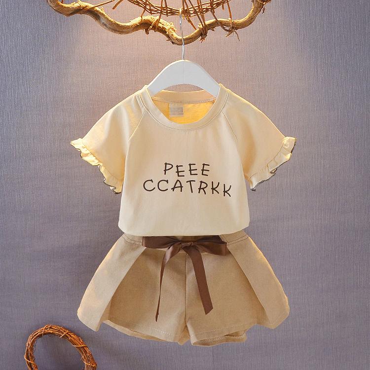 One-year-old Baby Girl Summer Clothes Children's Clothing Female 1-2--3-4 Year Old Short-sleeved Two-piece Baby Suit